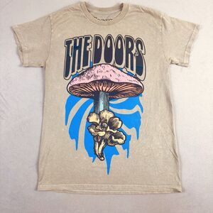 The Doors T-Shirt Tee S Vintage Style Rock Band Mineral Acid Wash Tan Y2K